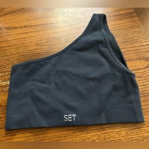 Womens Set Active One Shoulder Sports Bra Gray/Blue
